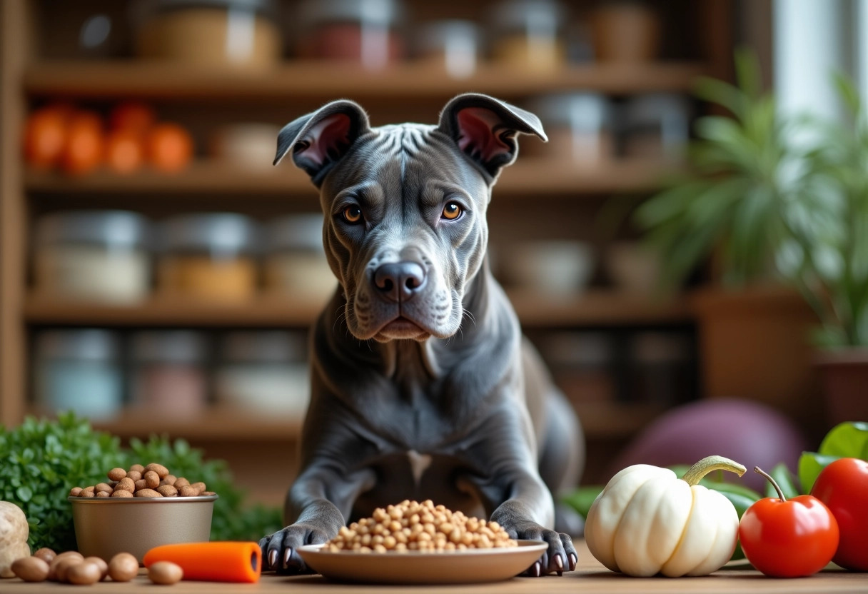 alimentation staffie bleu